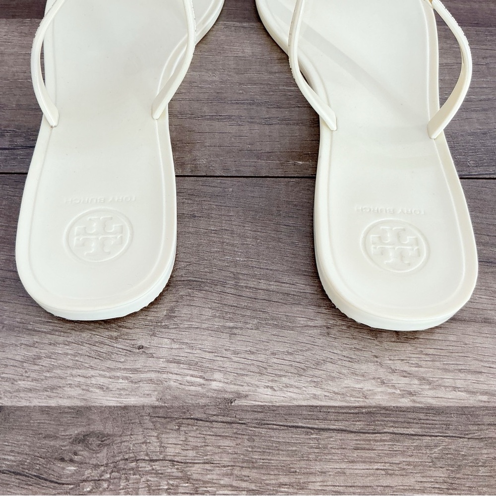 Tory Burch Mini Miller Jelly Flat Thong Ivory Size 8M - Picture 11 of 14